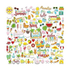 100 piezas de papel con temática de verano troquelado de