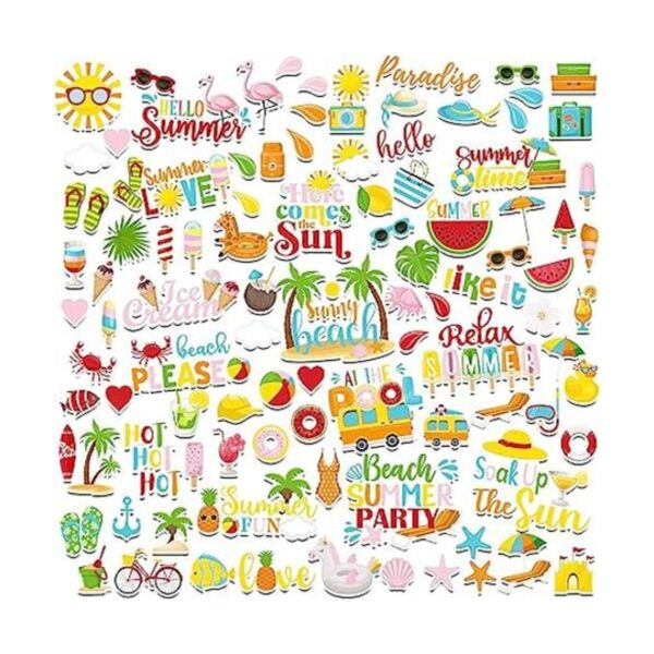 100 piezas de papel con temática de verano troquelado de