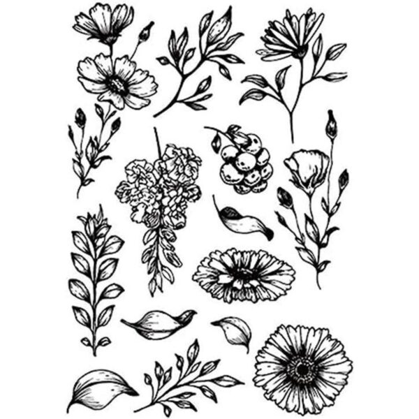 Sello de goma diseño de hojas de margarita sello de_1