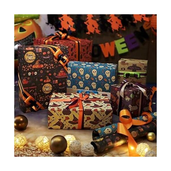 Larcenciel Papel de regalo de Halloween 6 hojas de papel_2