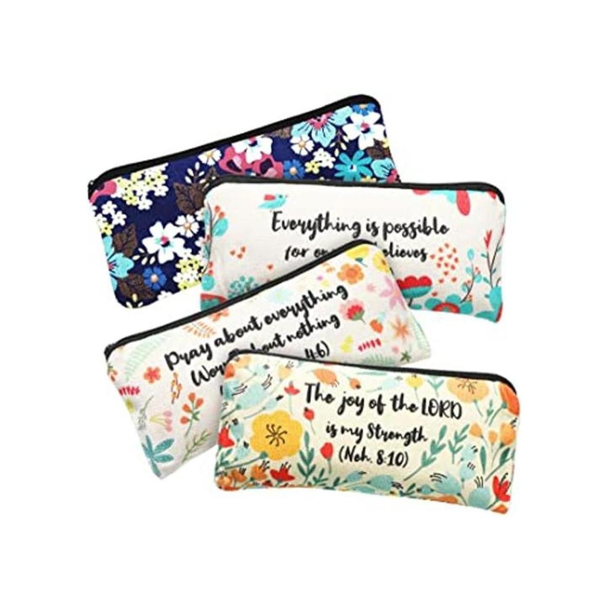 4 bolsas inspiradoras con versículos de la Biblia estuche