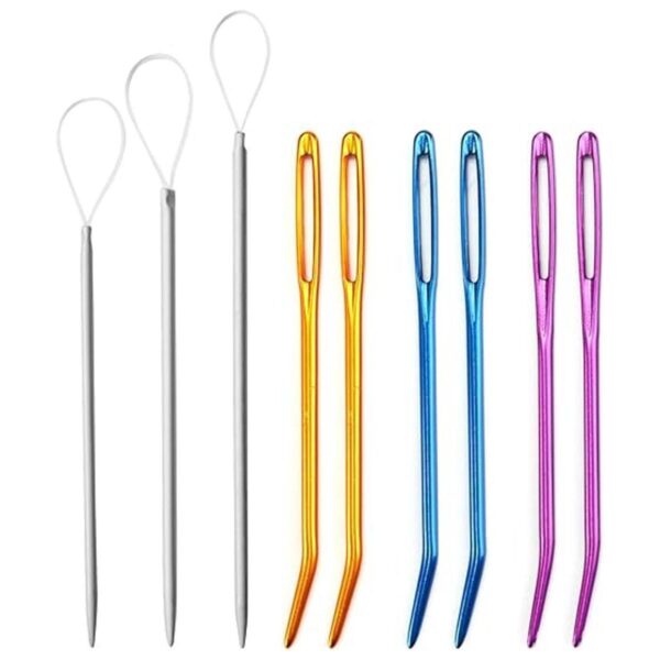Agujas de lana coloridas dobladas punta Tapiz Agujas de
