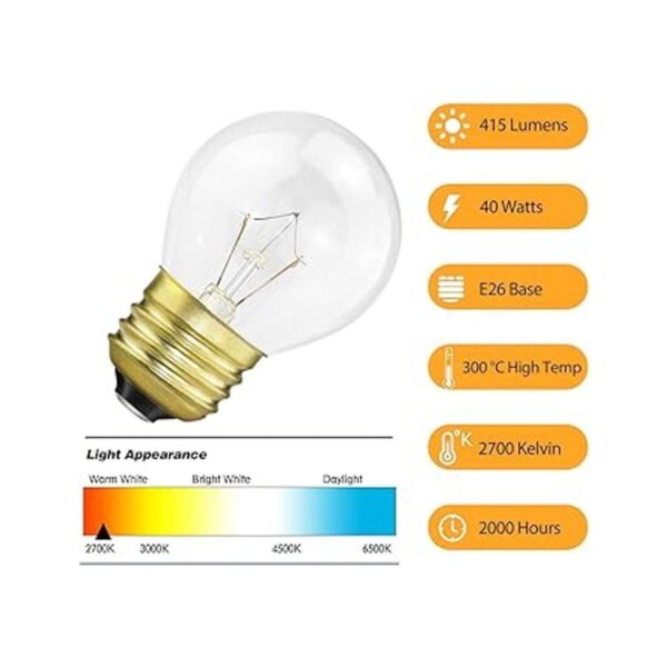 Bombilla de horno de 40 W G45 transparente alta_3
