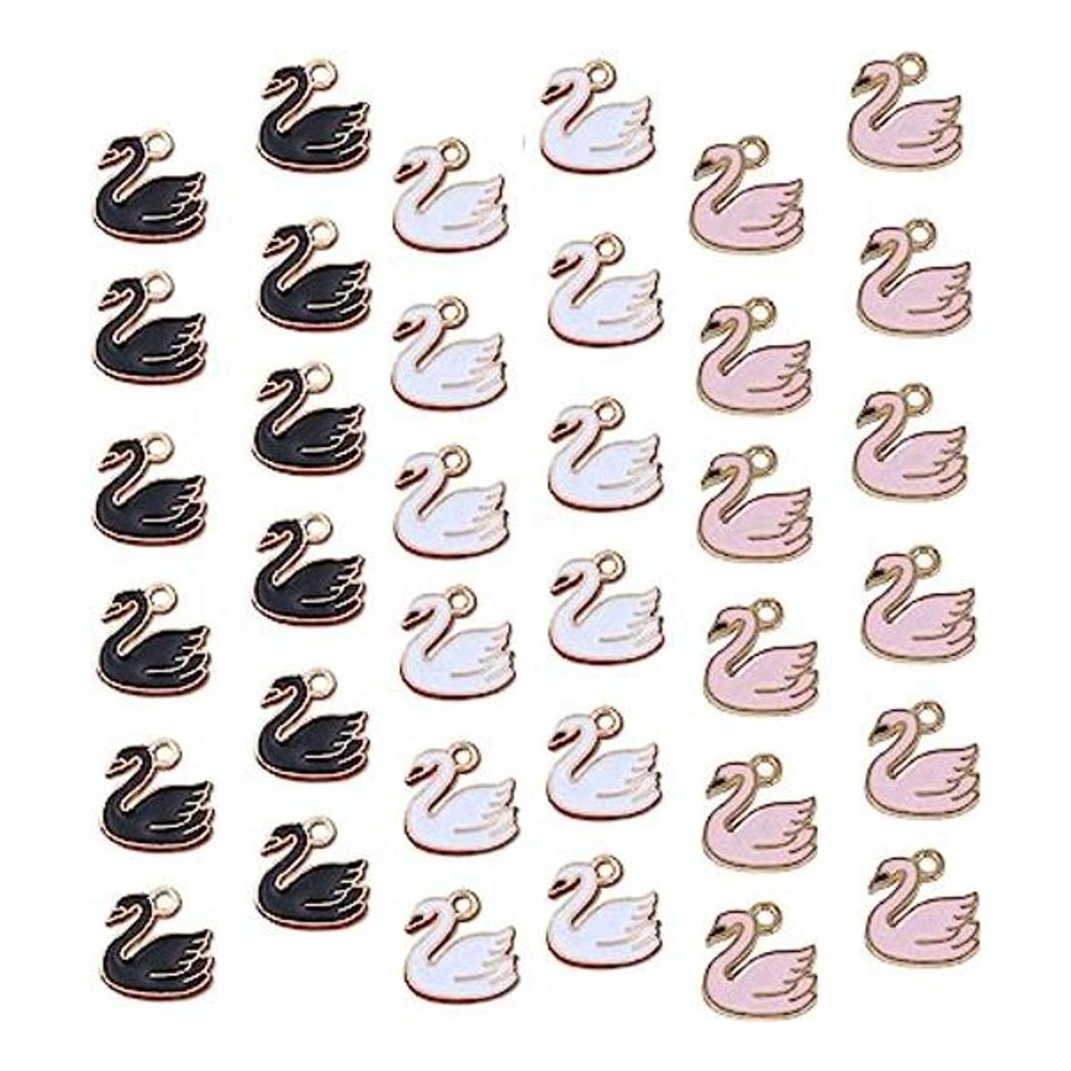 36 dijes de cisne rosa al por mayor para pulseras dijes