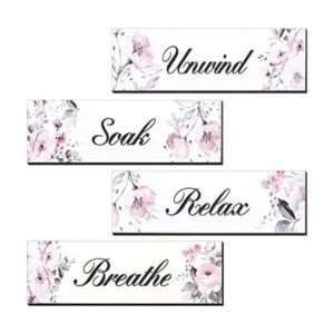 4 piezas de madera rosa decoración de baño rosa flor rosa_1