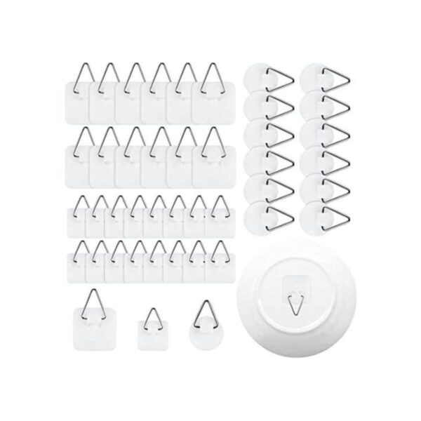 40 piezas invisible adhesivo placa percha redonda vertical