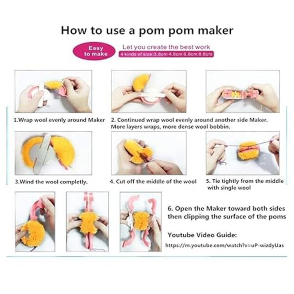 Juego de herramientas para hacer pompones de 4 tamaños