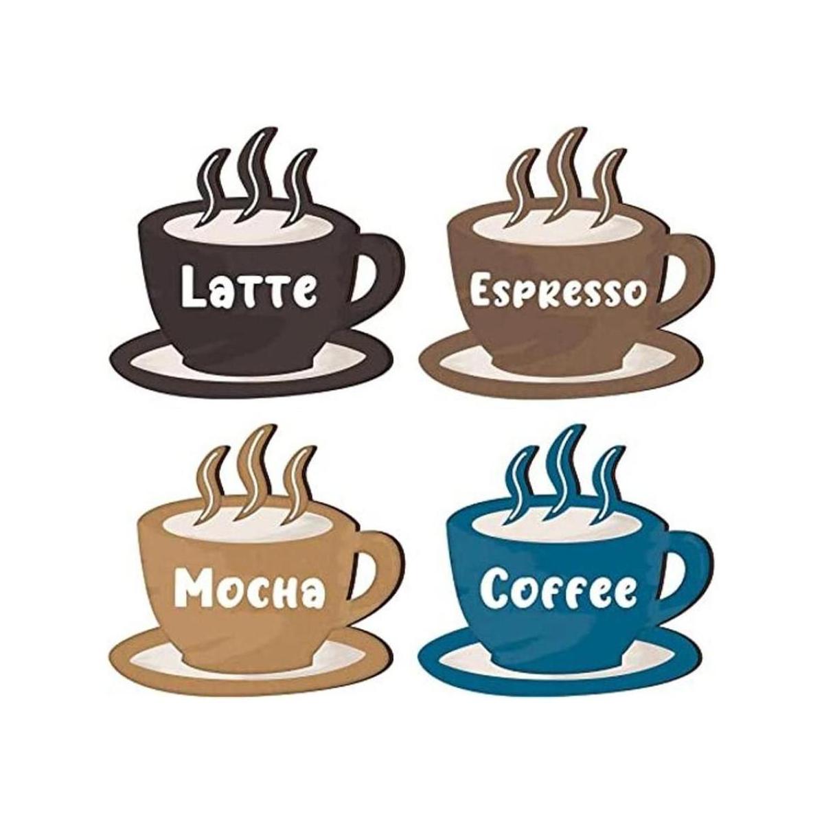 4 piezas de arte de pared de madera para café taza de