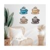 4 piezas de arte de pared de madera para café taza de