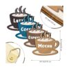 4 piezas de arte de pared de madera para café taza de