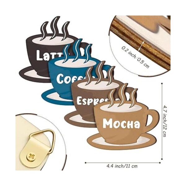 4 piezas de arte de pared de madera para café taza de