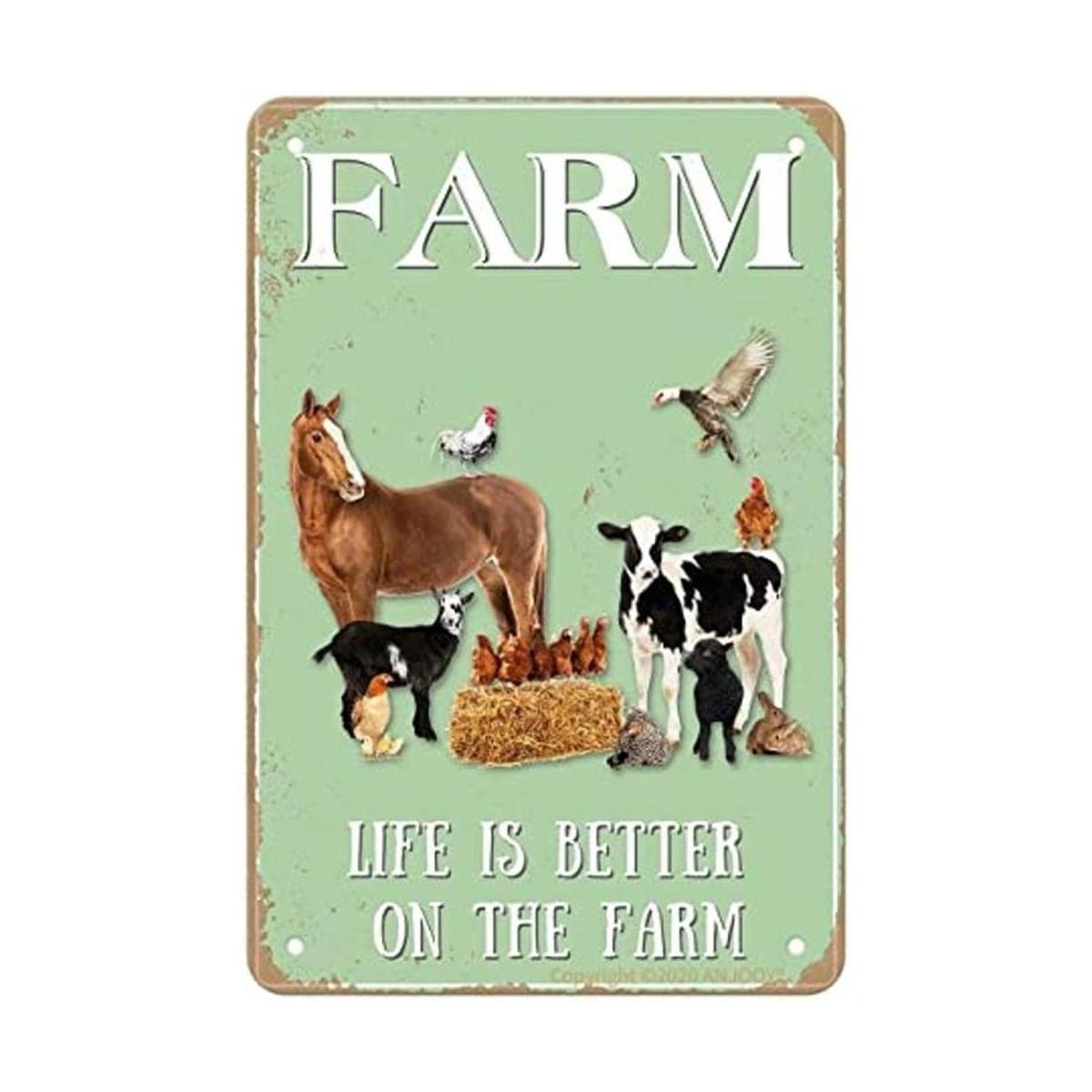 Letreros de metal vintage de estaño Farm Sweet Farm Life