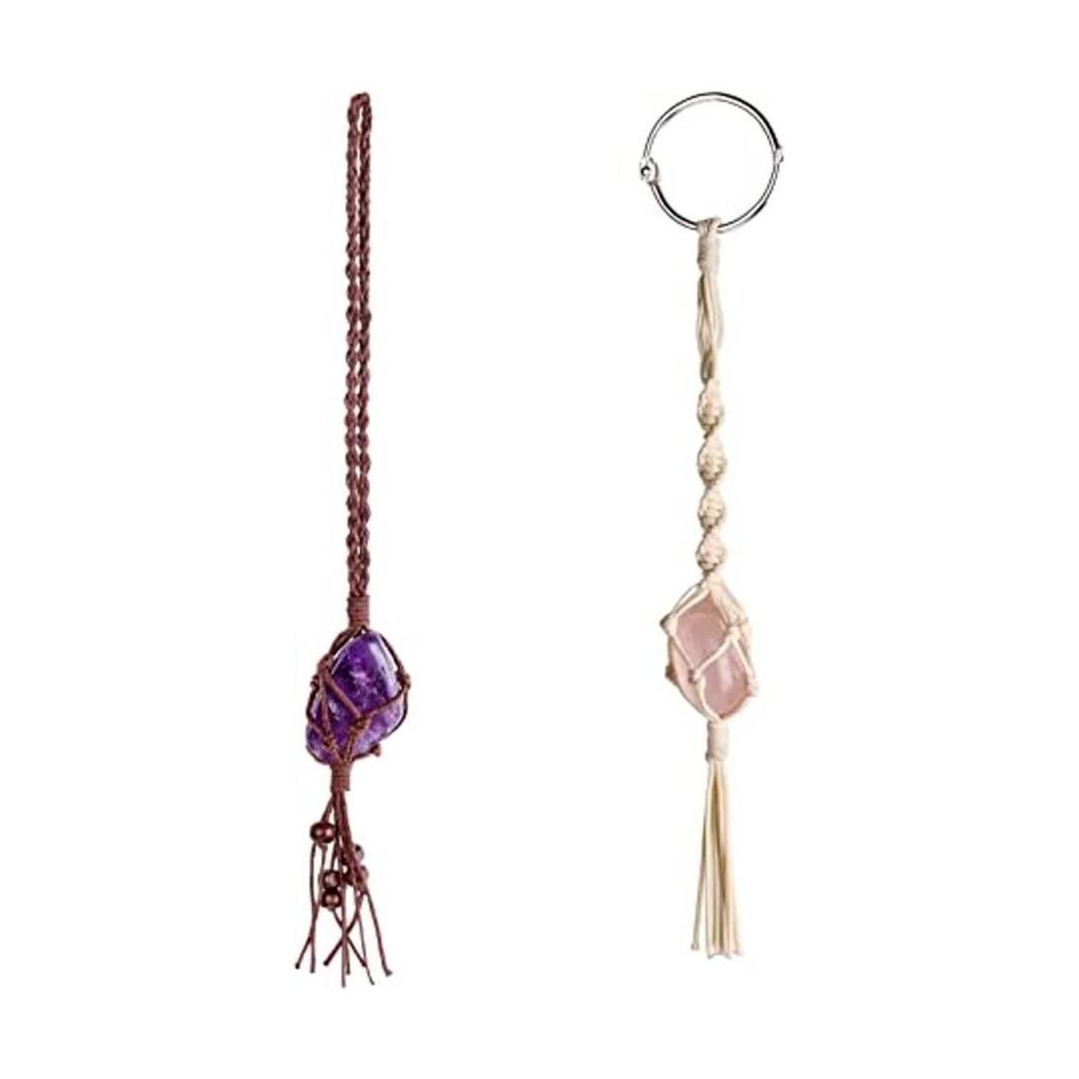 Dahey Colgante de cristal de macramé hecho a mano de