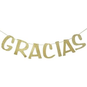 Gracias Banner Guirnalda dorada con purpurina para_1
