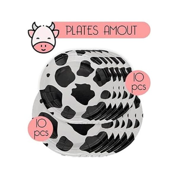 20 platos con estampado de vaca de 7 pulgadas y 9