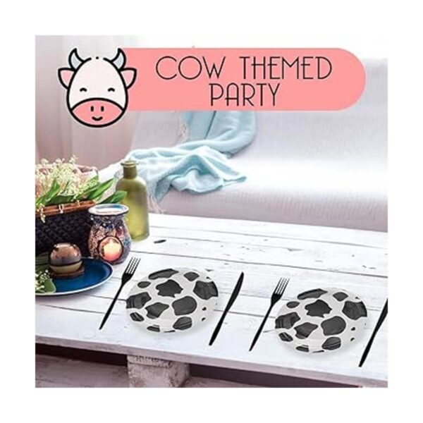 20 platos con estampado de vaca de 7 pulgadas y 9