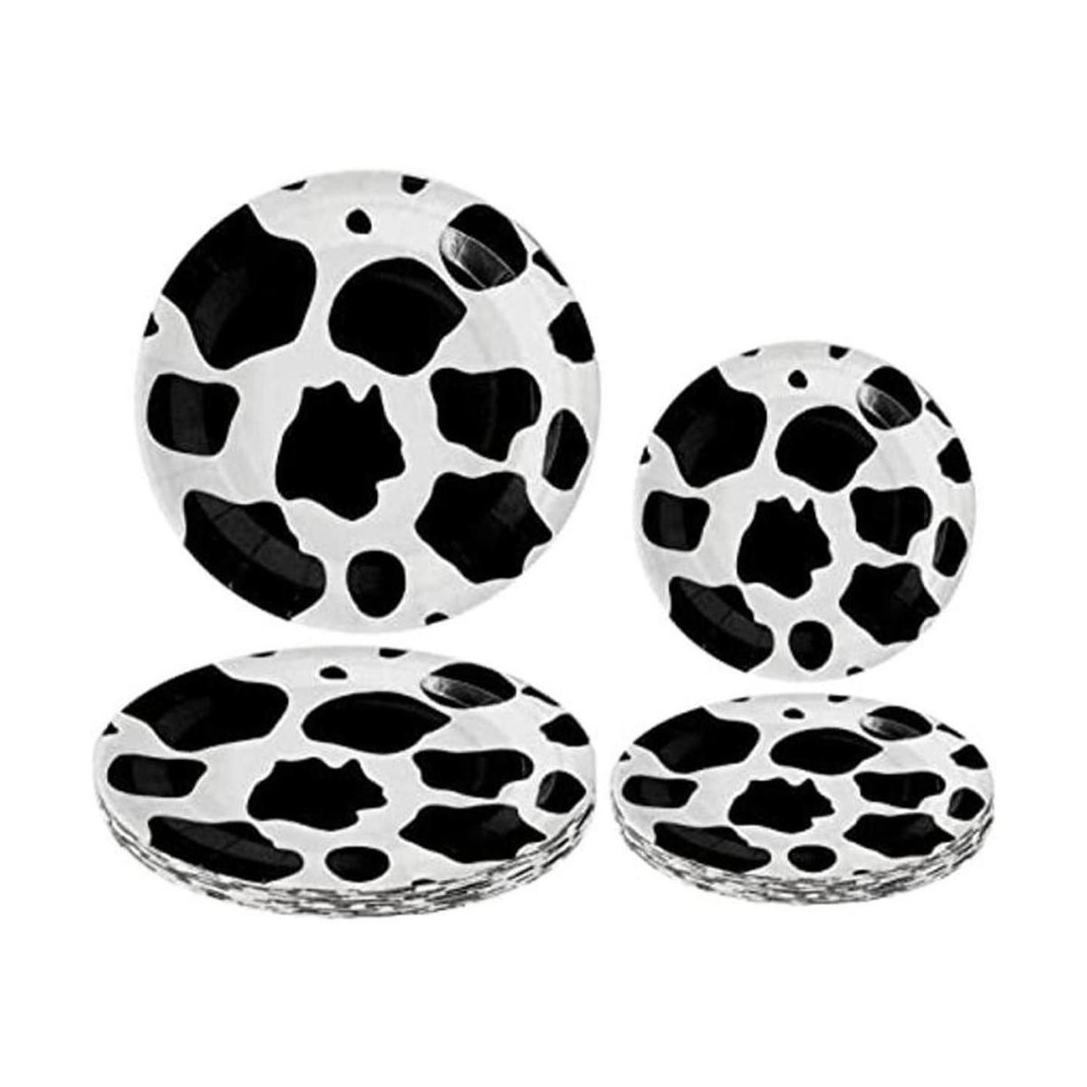 20 platos con estampado de vaca de 7 pulgadas y 9