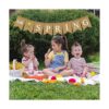 Hello Spring Banner Guirnalda de arpillera con flores