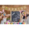 Hello Spring Banner Guirnalda de arpillera con flores