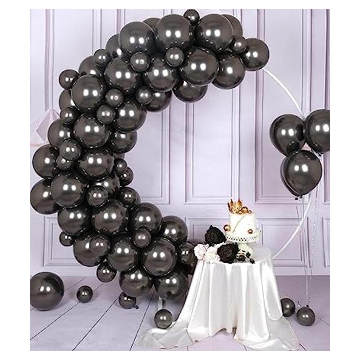 SUWEN Kit de globos metálicos negros 67 piezas de 10