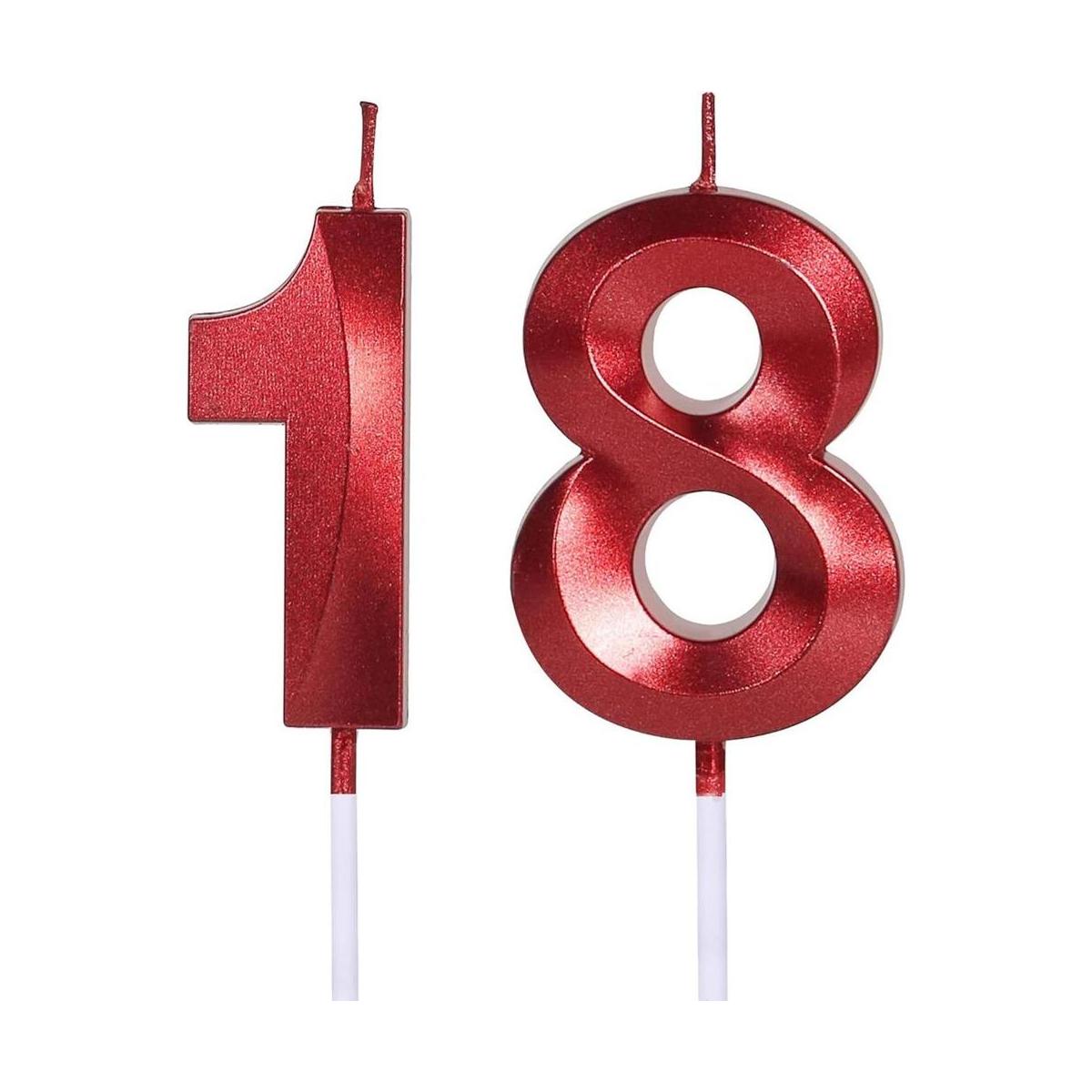 Velas rojas de cumpleaños número 18 y 81 para pasteles