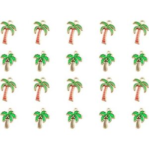 NUOBESTY 20 abalorios esmaltados con diseño de palmeras