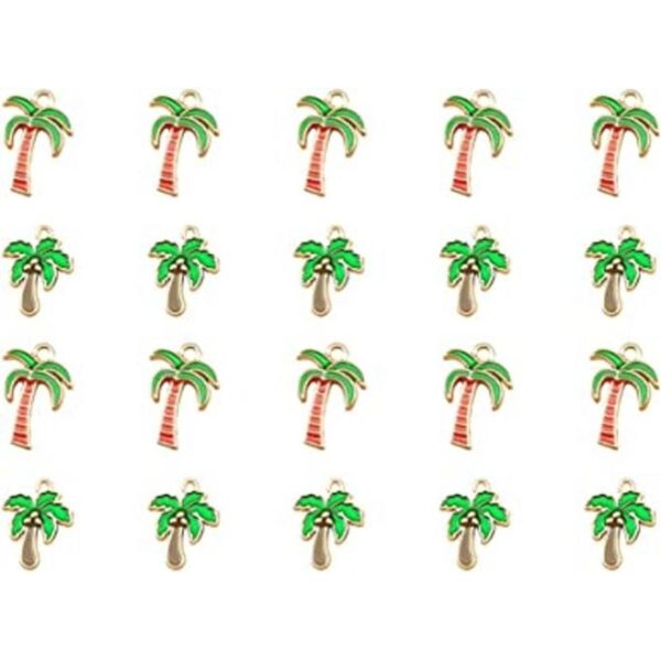 NUOBESTY 20 abalorios esmaltados con diseño de palmeras