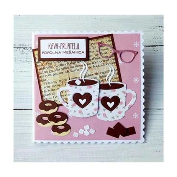 Taza de café de corazón de amor troqueles de metal