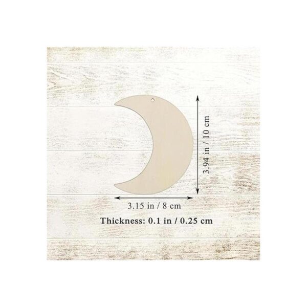 Adornos colgantes de madera en forma de luna con agujero