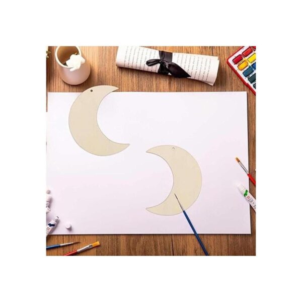 Adornos colgantes de madera en forma de luna con agujero