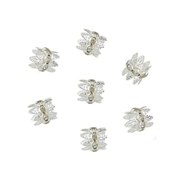 Coiris 30PCS 0.394 in chapado en plata doble cuentas tapas