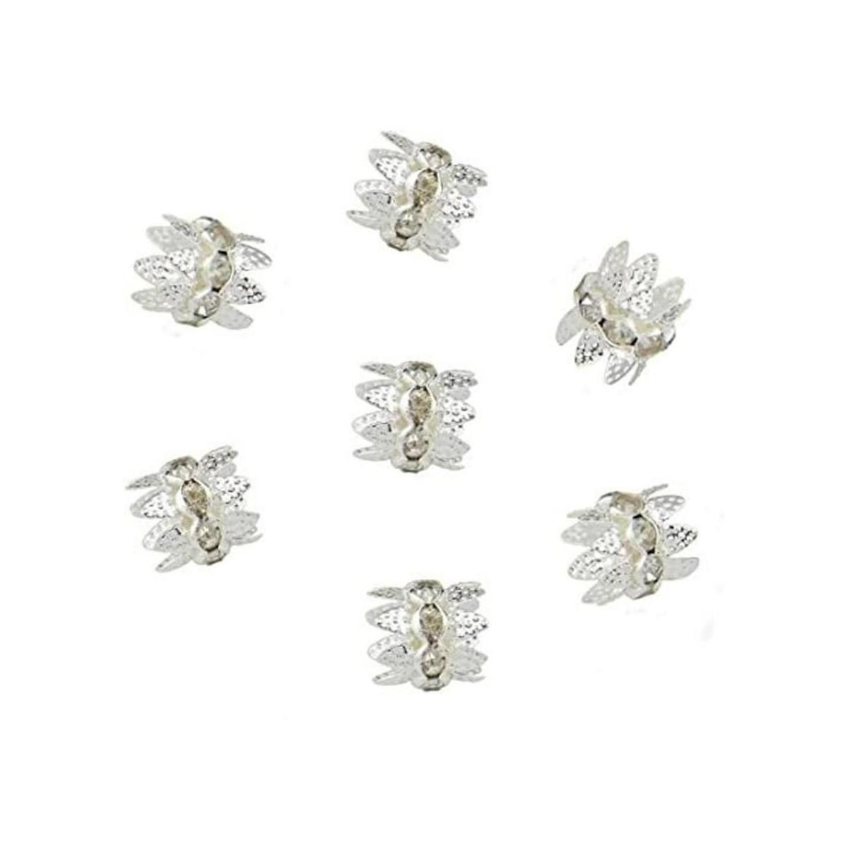 Coiris 30PCS 0.394 in chapado en plata doble cuentas tapas