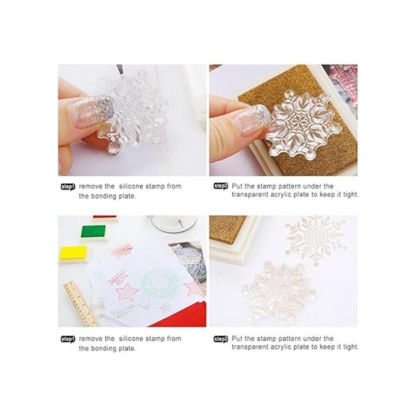 4 hojas de tarjetas de sello de silicona transparente con_4