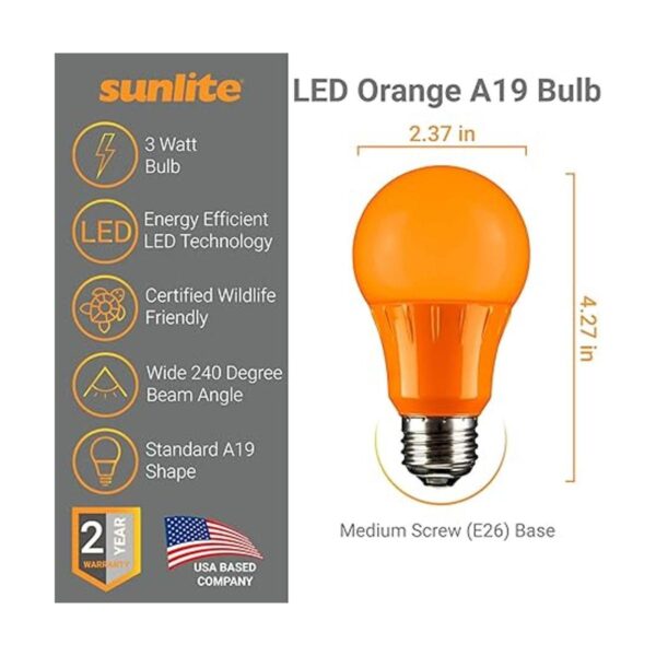 Sunlite 40452SU Foco LED de color A19 3 W equivalente a_3