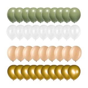 Globos de látex color verde salvia dorado y blanco 50