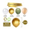 Globos de látex color verde salvia dorado y blanco 50