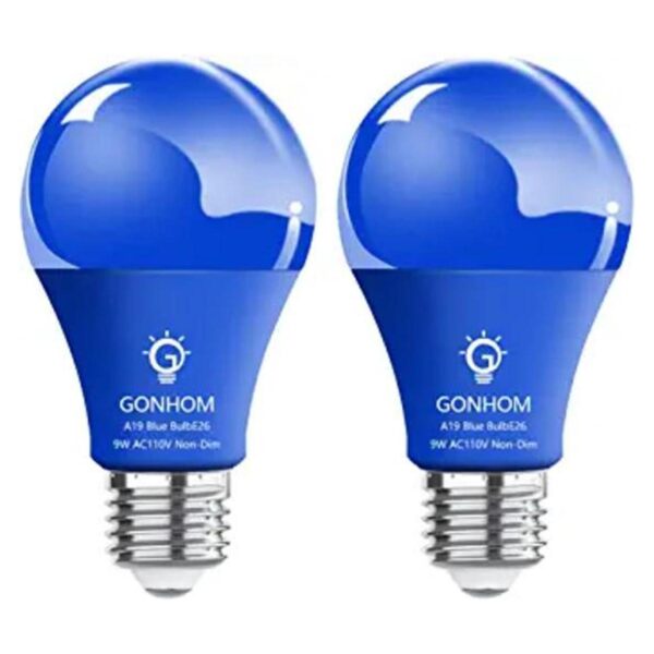 GONHOM Paquete de 2 bombillas LED azules A19 equivalente_1