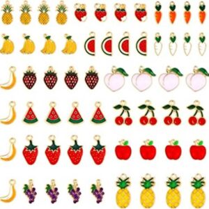 JIALEEY 60 piezas de abalorios de frutas surtido chapado