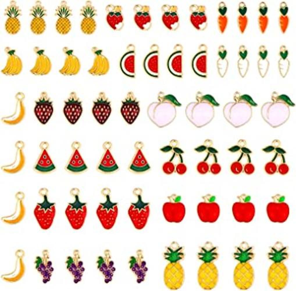 JIALEEY 60 piezas de abalorios de frutas surtido chapado