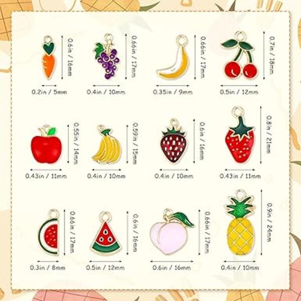 JIALEEY 60 piezas de abalorios de frutas surtido chapado