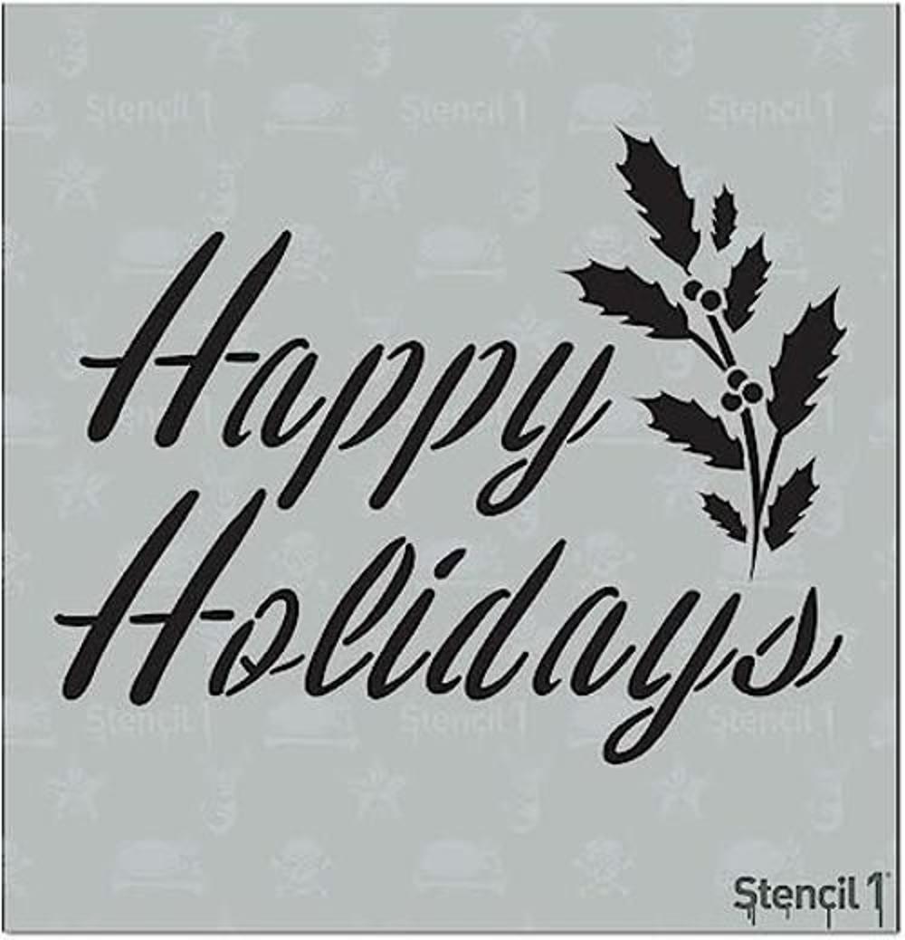 Plantilla Stencil1 Happy Holidays Plantilla reutilizable