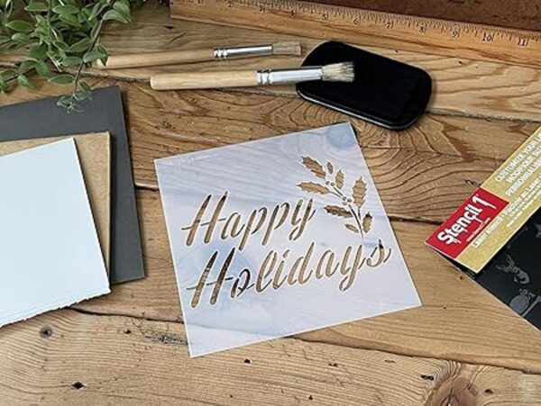 Plantilla Stencil1 Happy Holidays Plantilla reutilizable_4