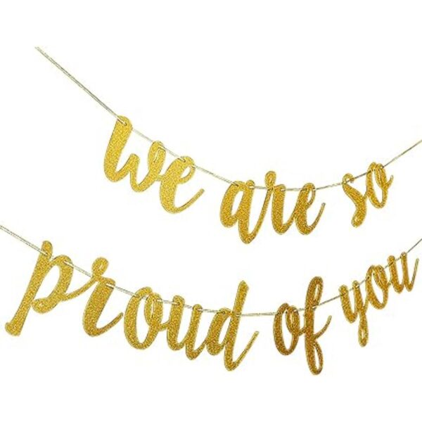 Banner dorado brillante con texto en inglés We are So_2