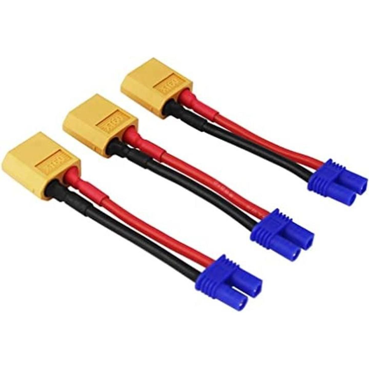 OliYin 3 piezas XT60 macho a EC2 hembra adaptador de