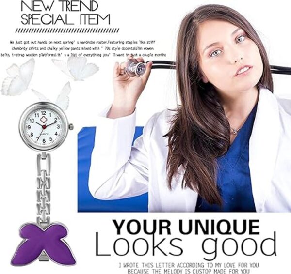 Avaner Reloj de bolsillo con clip para mujer de acero_2