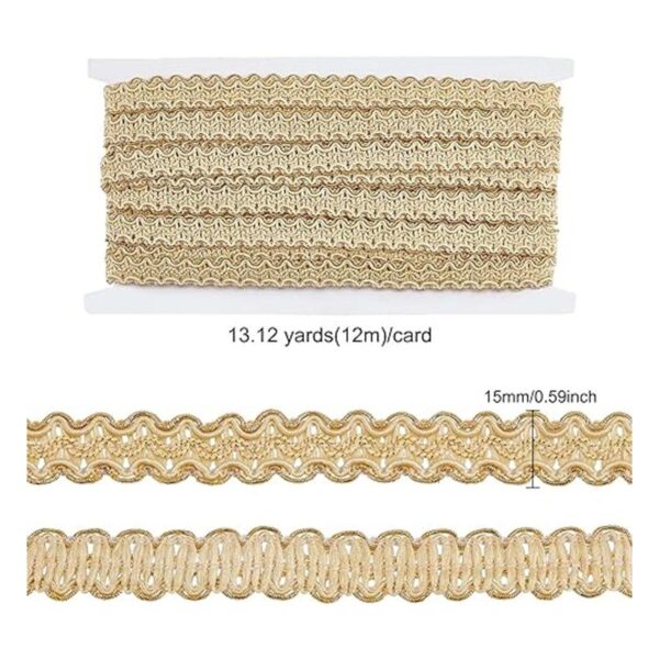 FINGERINSPIRE 13 yardas de borde dorado trenzado trenzado