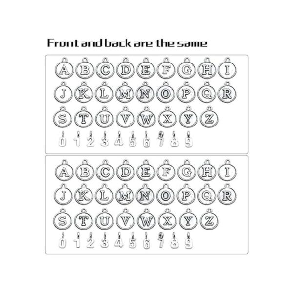 128pcs de plata antigua alfabeto y números encantos