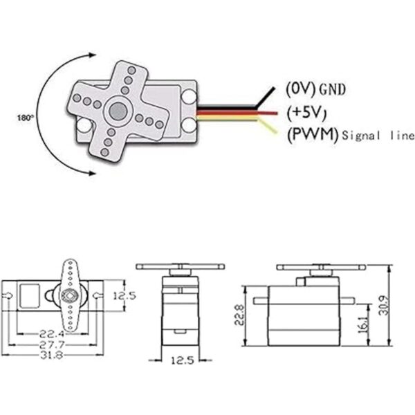 4 unids SG90 0.32 oz micro servos para RC robot_5