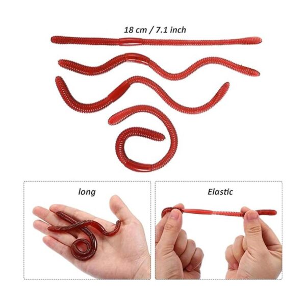 Gejoy 16 lombrices de tierra artificiales de plástico_5
