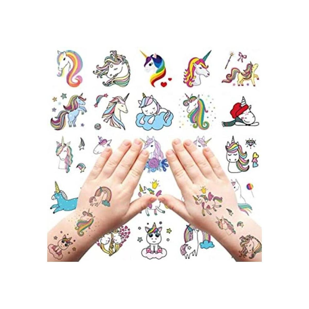 Fanoshon Regalo de tatuajes temporales de unicornio para